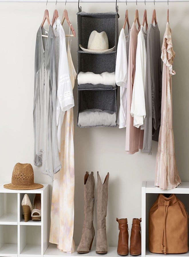 Household Essentials 3 Shelf Hanging Closet Organizer, Hanging Shelf with Hooks, Poly Linen and PEVA Shelving - Image 2