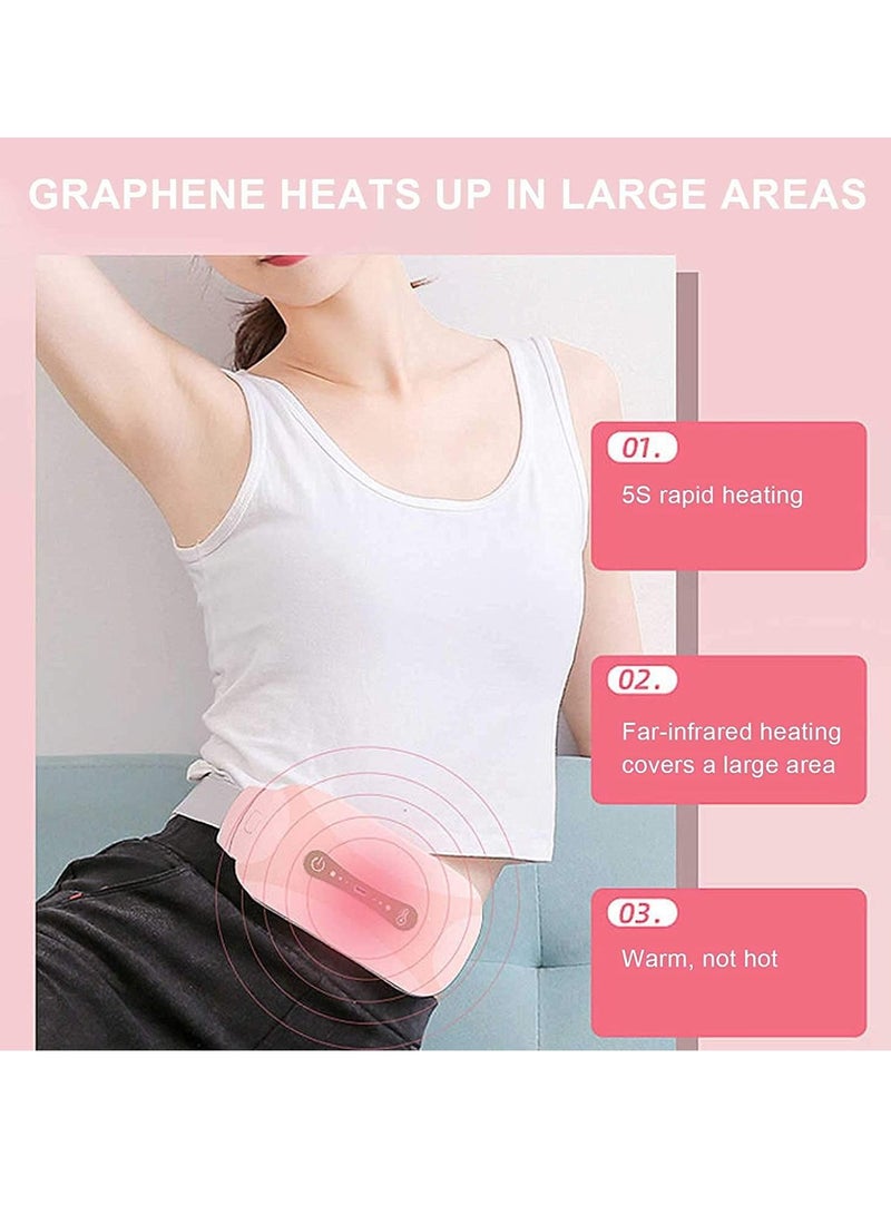 Pain Relief Heating Pad Period Belt Menstrual Cramp Massager with three Heat Levels Massages Modes Rechargeable Electric Fast Warming Belly Gifts for Women Ladies - Image 3