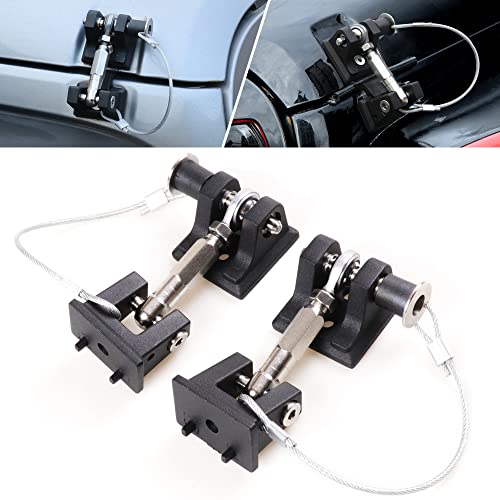 RERPRO Aluminum Hood Latches Lock for 20072018 Jeep Wrangler JK JKU Hood Latch Safety Catch Locking Kit Replacement Eliminate Hoods Flutter 1 Pair Black with 2 Keys - Image 1