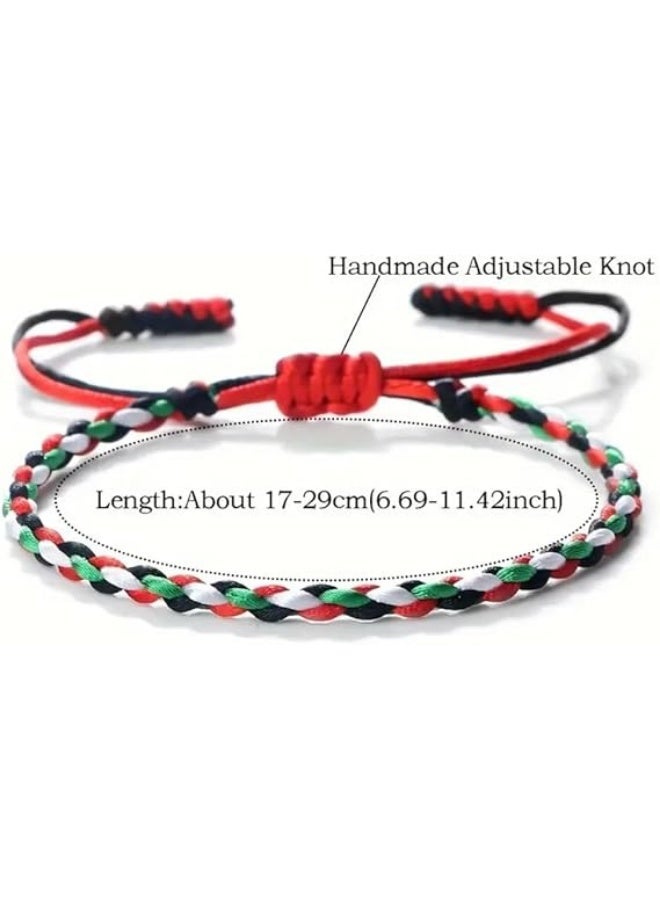 داديز أنجل سوار مضفر بمناسبة اليوم الوطني لدولة الإمارات العربية المتحدة - سوار قابل للتعديل مصنوع يدويًا بحبل أحمر وأخضر وأبيض وأسود للجنسين. - Image 3