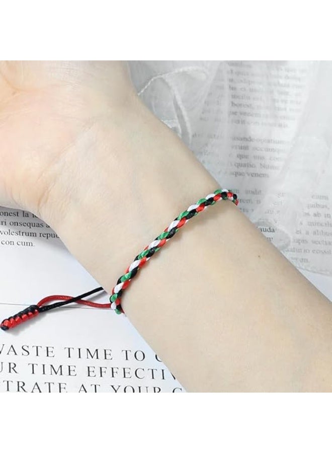 داديز أنجل سوار مضفر بمناسبة اليوم الوطني لدولة الإمارات العربية المتحدة - سوار قابل للتعديل مصنوع يدويًا بحبل أحمر وأخضر وأبيض وأسود للجنسين. - Image 4