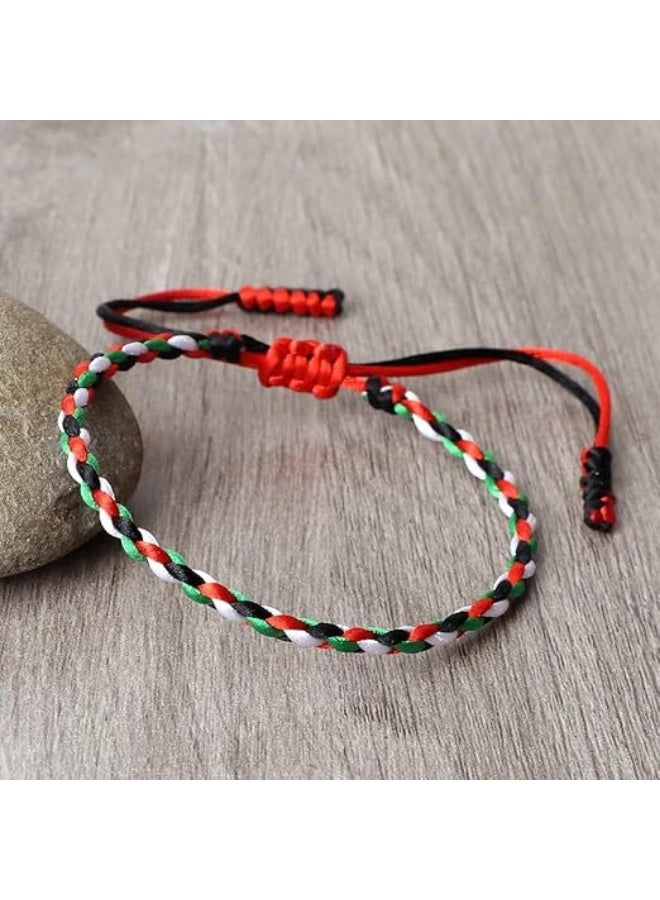 داديز أنجل سوار مضفر بمناسبة اليوم الوطني لدولة الإمارات العربية المتحدة - سوار قابل للتعديل مصنوع يدويًا بحبل أحمر وأخضر وأبيض وأسود للجنسين. - Image 2