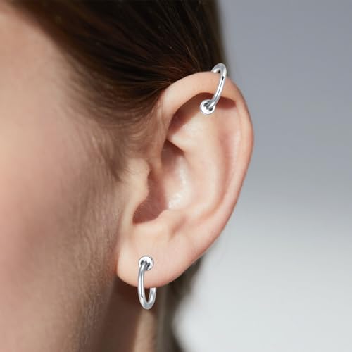 D.Bella Fake Nose Rings Hoop Clip on Spring Earring Stainless Steel Retractable Faux Helix Cartilage Ear Lobe Conch Earrings Nose Lip Ear Piercing Jewelry for Women Men - Image 3