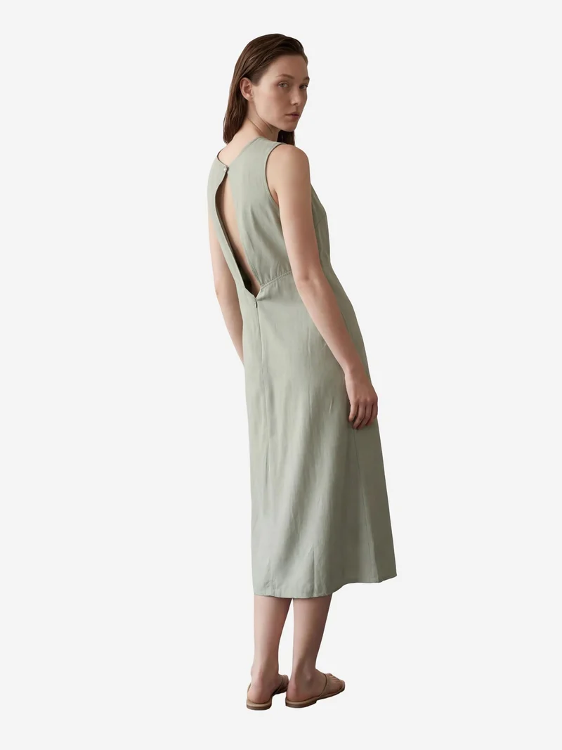 MY FASHION Sage Green MY FASHION Back Detailed Midi Dress for Women | Best Price UAE