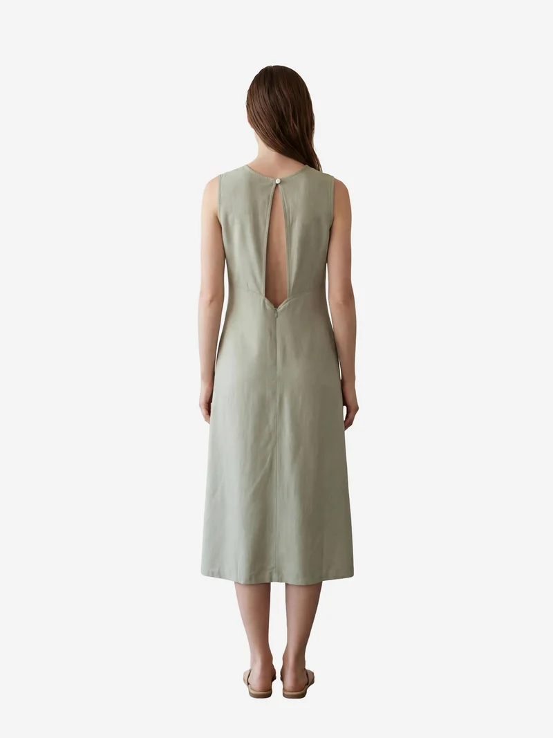 MY FASHION Sage Green MY FASHION Back Detailed Midi Dress for Women | Best Price UAE
