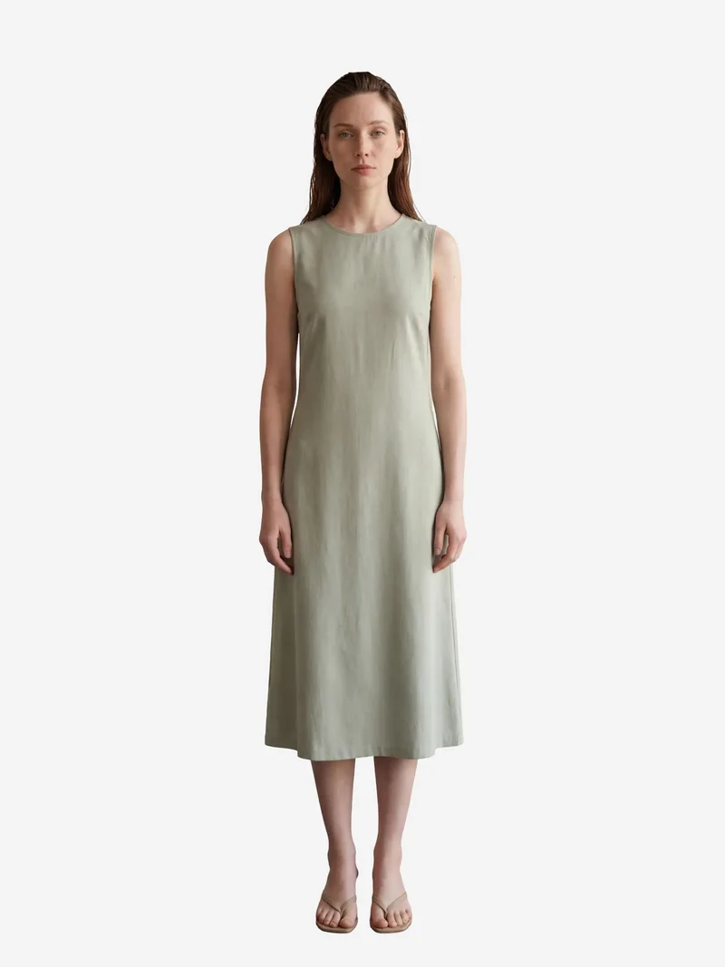 MY FASHION Sage Green MY FASHION Back Detailed Midi Dress for Women | Best Price UAE