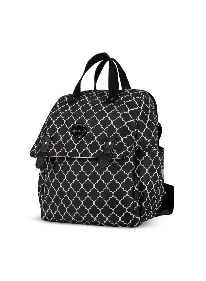 Little Story set of 3 Diaper Backpack with Changing Mat and Bottle Bag - Signature Black - Image 2