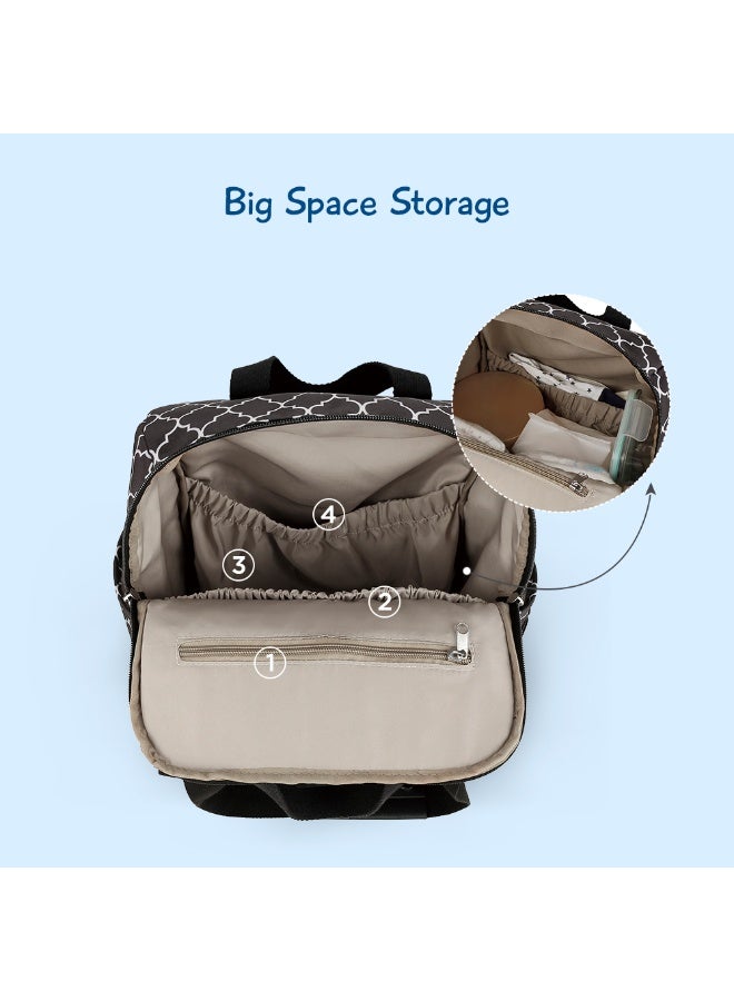 Little Story set of 3 Diaper Backpack with Changing Mat and Bottle Bag - Signature Black - Image 4