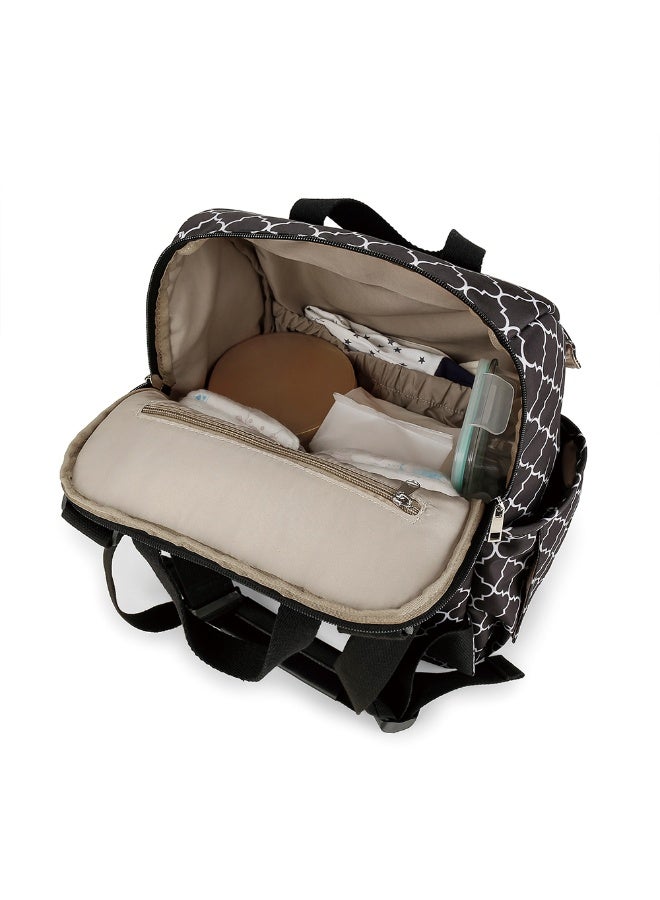 Little Story set of 3 Diaper Backpack with Changing Mat and Bottle Bag - Signature Black - Image 3