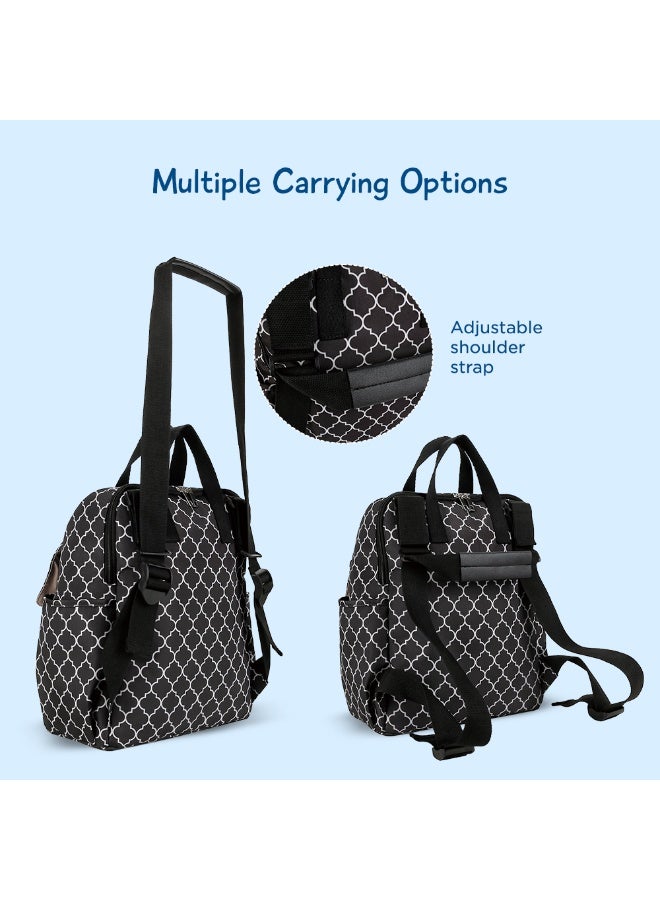 Little Story set of 3 Diaper Backpack with Changing Mat and Bottle Bag - Signature Black - Image 5