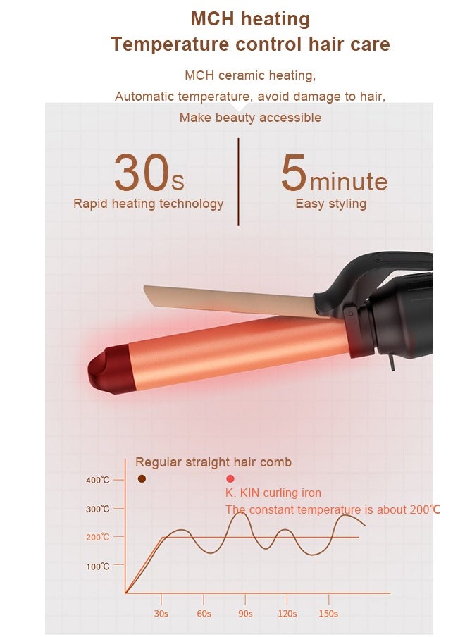 K.SKIN - 25mm Professional Curling Iron, Ceramic Clipless Design Curler, Ceramic Coating, Ionic Technology, for Perfect Frizz-Free Hair, Black - Image 1