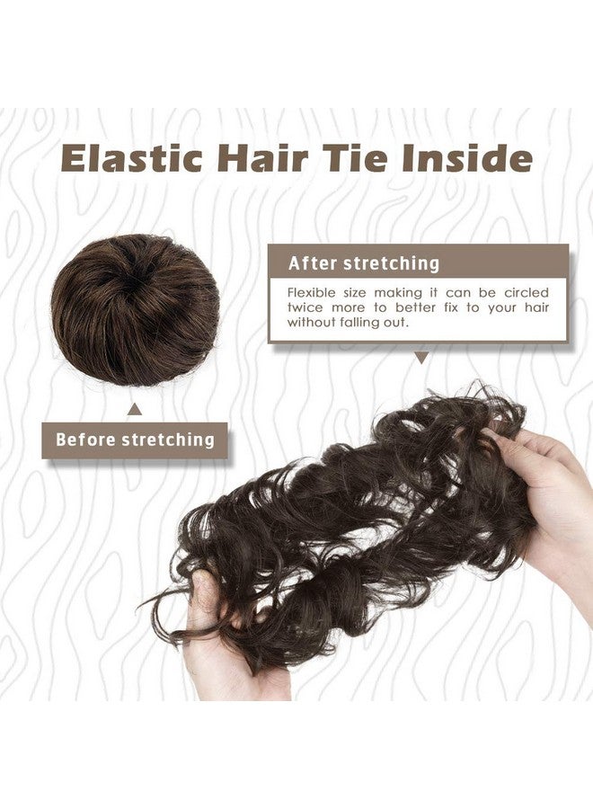 بارسدار وصلات شعر بشري 100% - وصلات شعر بشري فوضوية على شكل كعكة بنية اللون للنساء - كعكة شعر بشري حقيقي - كعكة شعر بشري طبيعي - ربطات شعر بشري - تسريحات شعر مرفوعة يومية - بني - Image 1