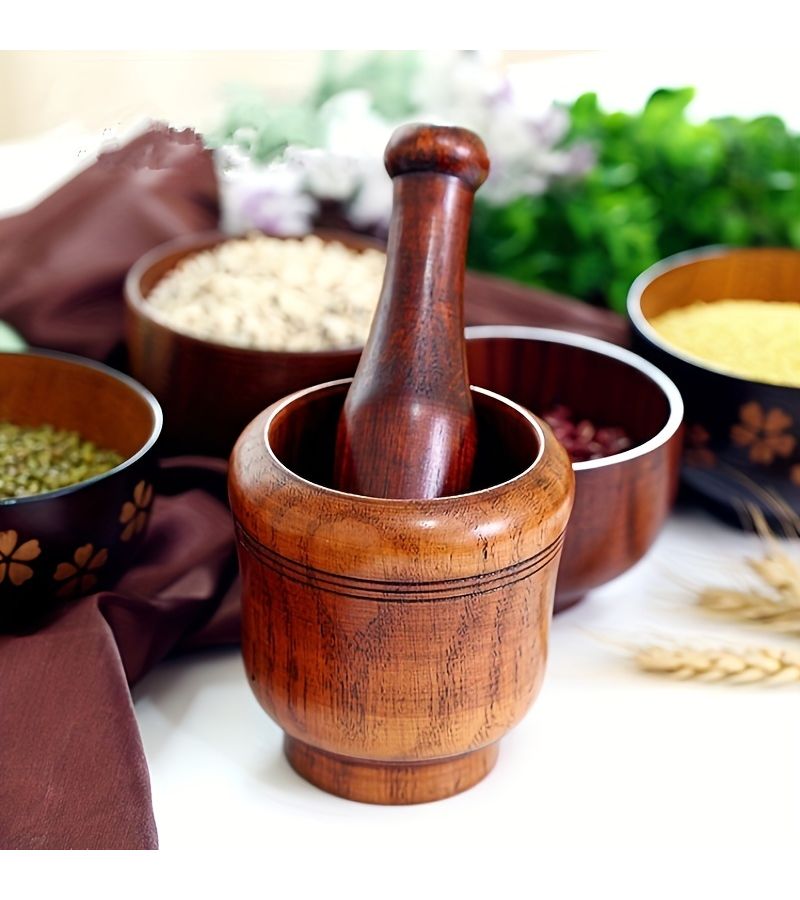 Manual Garlic Press Original Wood Masher Grinder Kitchen Tool - Image 4