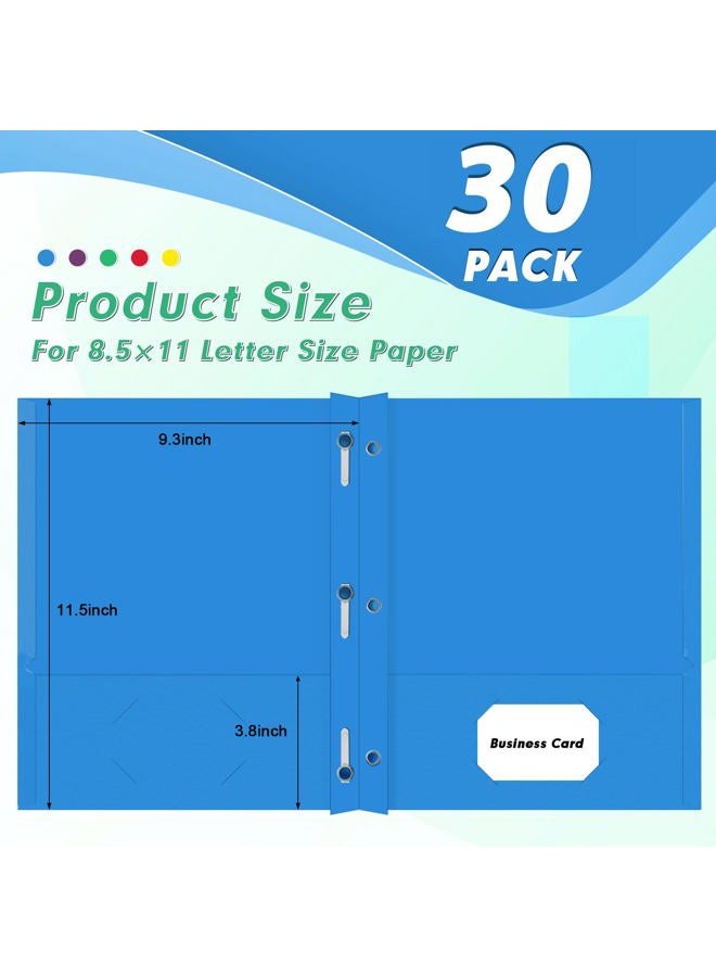 PANDRI Two Pocket Folders, 30 Pack Two Pocket Folders with Prongs, Designed for Office and Classroom, Assorted 5 Colors 2 Pocket 3 Prong Folders - Image 4