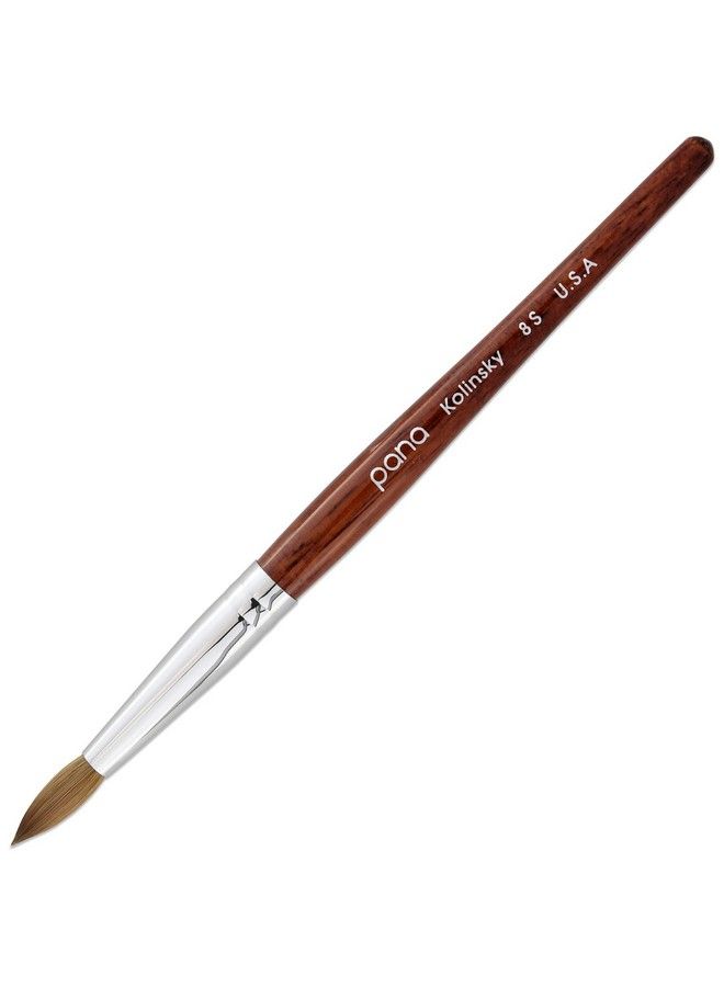 Pana Usa Acrylic Nail Brush100% Pure Kolinsky Hair Mahogany Wood Handle With Silver Ferrule Round Shaped Style (Size 8 Mahogany) - Image 1