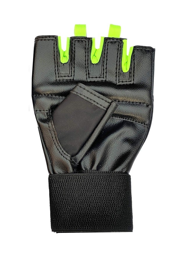 VICTORY Gym Gloves for Men & Women, Leather Weight Lifting Gloves for Gym Workout, Training and Exercise with Pullers, Sport Glove, Fitness Gloves, Hand Gloves - Free Size, Green - Image 3