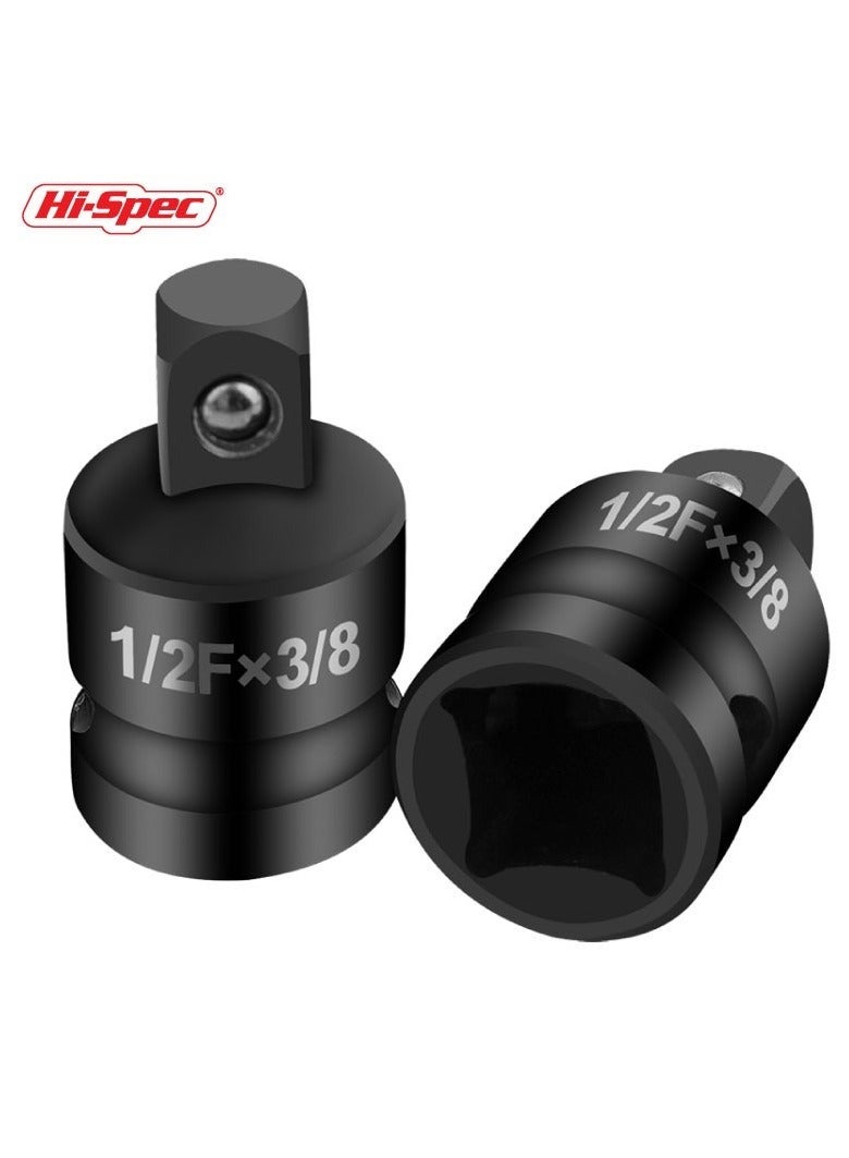 Hi-Spec 6 Piece Impact Adapter and Reducer Socket Set, 1/4 3/8 1/2 3/4 Inch Female To Male Air Square Drive and Wrench Conversion Kit, Cr-Mo Steel, Ball Detent, Hand Tools With Case - Image 2