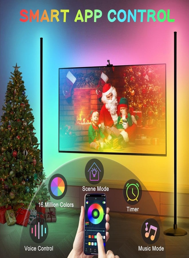 كينغسوم مصباح أرضي بزاوية LED من KingSom، مصباح أرضي RGB قابل للدوران 360 درجة مع تحكم عبر تطبيق وجهاز تحكم عن بعد، 16 مليون لون وأكثر من 398 وضعًا، مزامنة الموسيقى والوقت، مصباح أرضي LED لغرفة النوم - Image 3