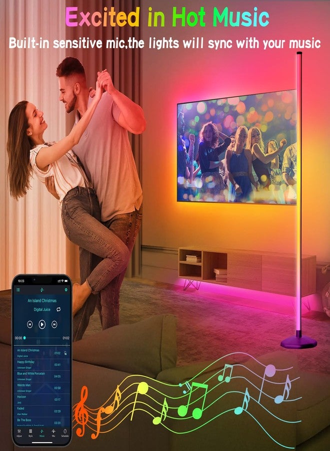 كينغسوم مصباح أرضي بزاوية LED من KingSom، مصباح أرضي RGB قابل للدوران 360 درجة مع تحكم عبر تطبيق وجهاز تحكم عن بعد، 16 مليون لون وأكثر من 398 وضعًا، مزامنة الموسيقى والوقت، مصباح أرضي LED لغرفة النوم - Image 5