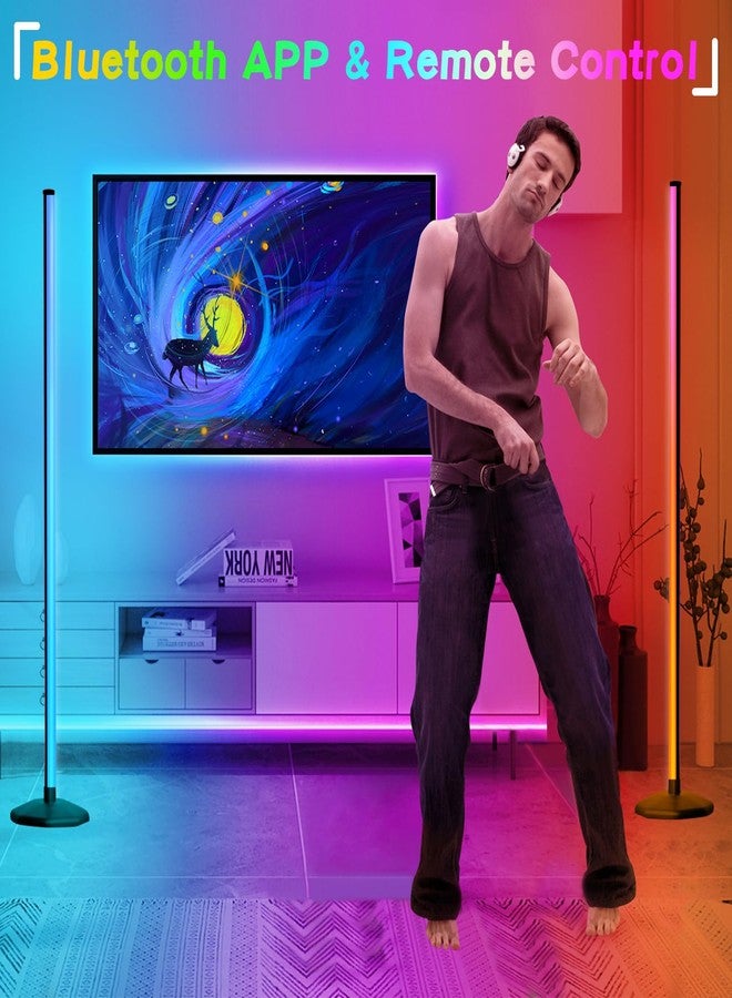 كينغسوم مصباح أرضي بزاوية LED من KingSom، مصباح أرضي RGB قابل للدوران 360 درجة مع تحكم عبر تطبيق وجهاز تحكم عن بعد، 16 مليون لون وأكثر من 398 وضعًا، مزامنة الموسيقى والوقت، مصباح أرضي LED لغرفة النوم - Image 4