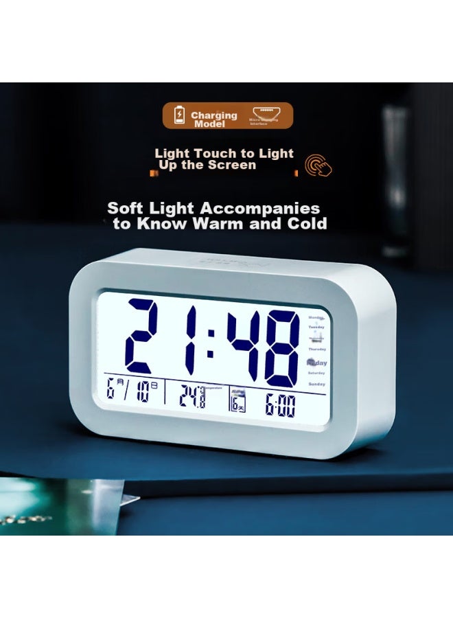 Compas Electronic Alarm Clock For Students, Children's Alarm Clock For School Season, Essential For Back To School, 801 Charging Version Blue - Image 1