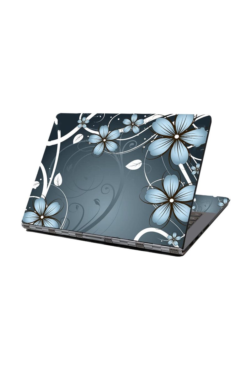HAPPYLIVE SHOPPING Laptop Skin Sticker Decal,12" 13" 13.3" 14" 15" 15.4" 15.6" Laptop Skin Sticker Protector Cover for Toshiba Hp Samsung Dell Apple Acer Leonovo Sony Asus Laptop Notebook (Blue Flower) - Image 1