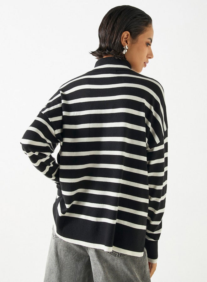 تواكستريمز جامبر مخطّط بياقة عاليّة وأكمام طويلة من تو إكستريمز - Image 3