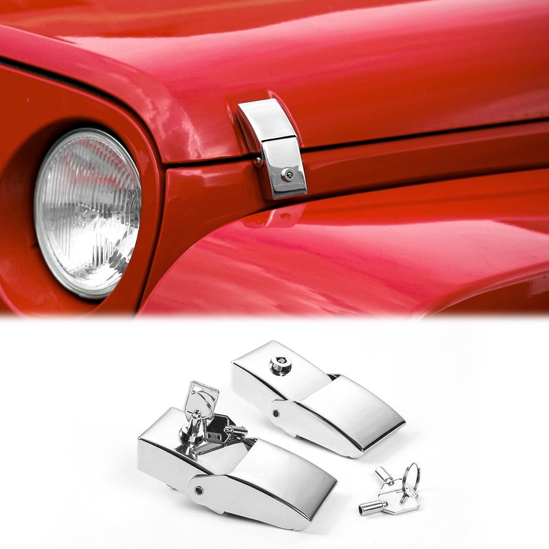 JWWY Aluminum Stainless Steel Hood Latch Lock with Key Fit for Jeep Wrangler JKJKU 20072017 JLJLU 20182025 Jeep Gladiator 20202025 4xe Chrome - Image 2