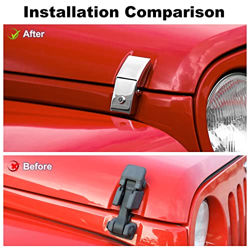 JWWY Aluminum Stainless Steel Hood Latch Lock with Key Fit for Jeep Wrangler JKJKU 20072017 JLJLU 20182025 Jeep Gladiator 20202025 4xe Chrome - Image 3