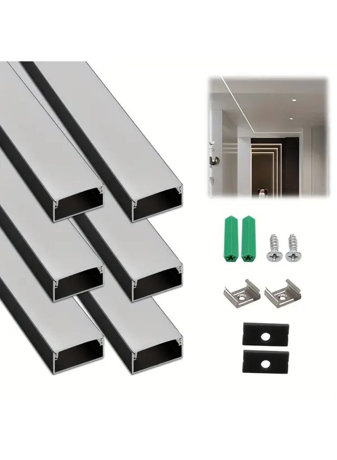 6pcs 0.5m U Shaped Aluminum LED Channel System With Milky White Cover 20x10mm For Strip Light Track Silvery Black Golden - Image 1
