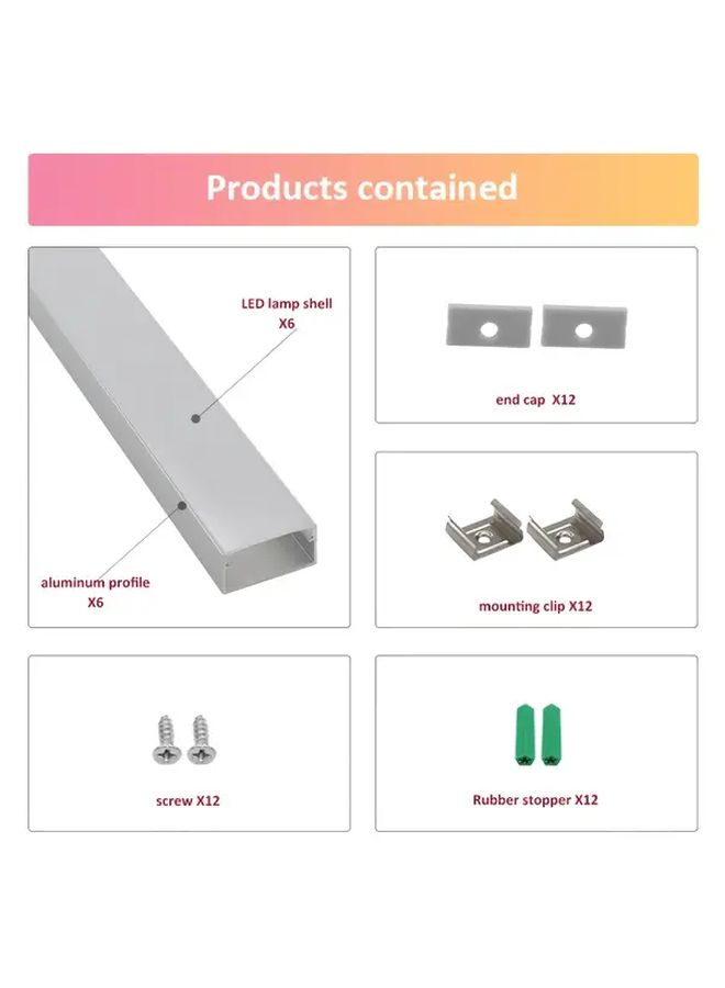 6pcs 0.5m U Shaped Aluminum LED Channel System With Milky White Cover 20x10mm For Strip Light Track Silvery Black Golden - Image 2