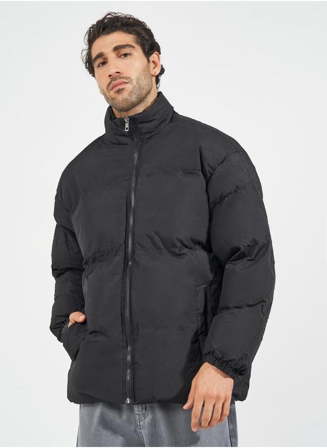 Styli - Quilted High Neck Heavy Puffer Jacket with Front Zip - Image 1