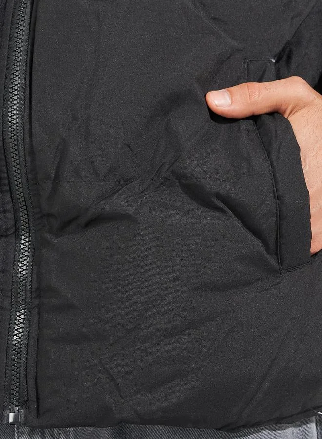 Styli Quilted High Neck Heavy Puffer Jacket with Front Zip