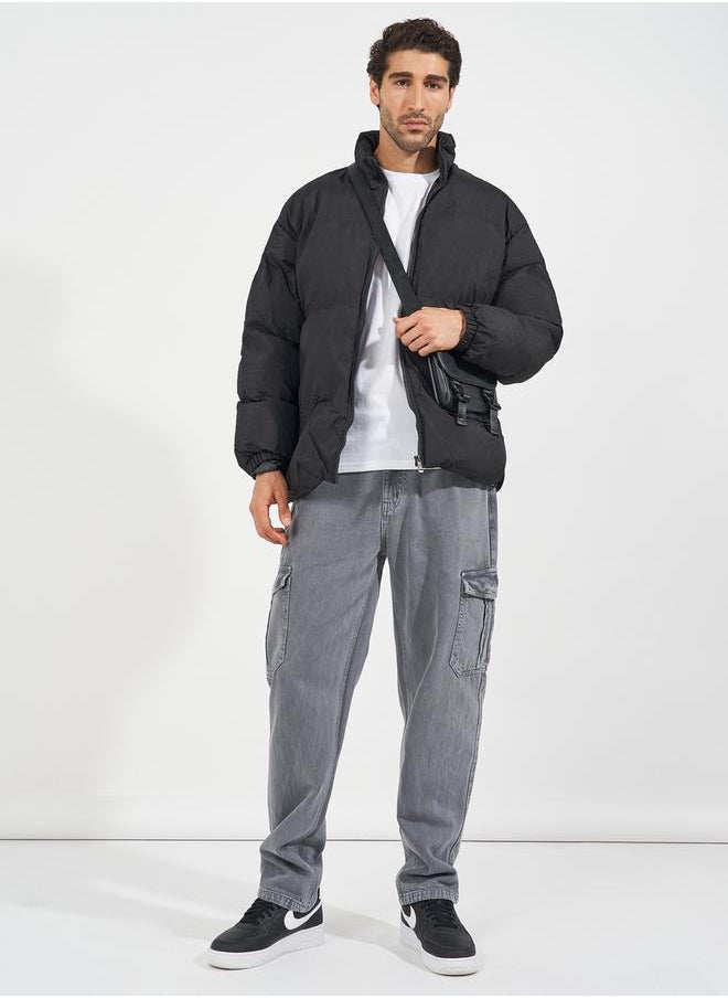 Styli - Quilted High Neck Heavy Puffer Jacket with Front Zip - Image 1
