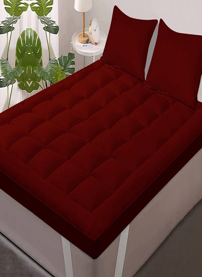 Blueberry Mattress Topper Top Quality Micofiber Quilted Box Design Stiched With 4 Corner Elastic 6cm Thickness 120x200cm - Image 1