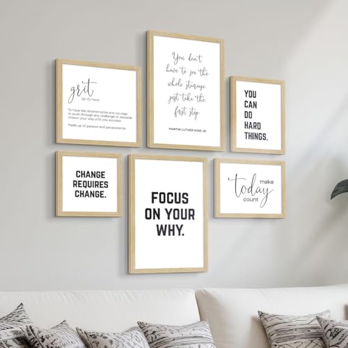 ArtX paper Motivational Quotes Wall Frames For Home Decoration, Inspiring Quotes For Home, Office Decoration Items and Study Room Decor, Multicolor Framed Posters, Multi Size, Set of 6 - Image 1