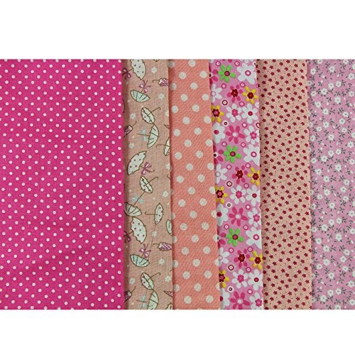 UOOOM 6pcs 50 x 50cm Patchwork Cotton Fabric DIY Handmade Sewing Quilting Fabric Different Designs (Tone-Pink) - Image 4