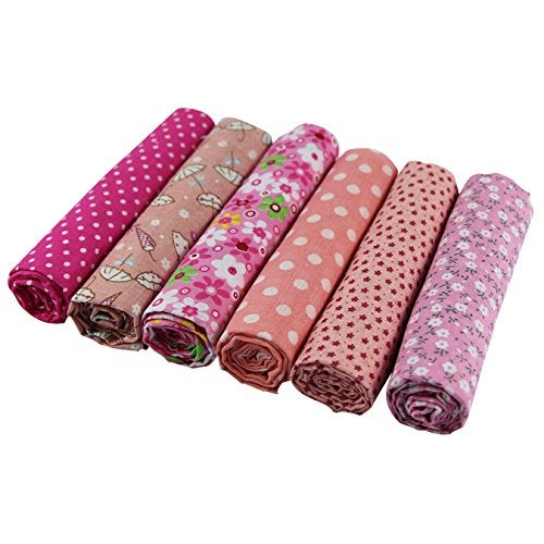 UOOOM 6pcs 50 x 50cm Patchwork Cotton Fabric DIY Handmade Sewing Quilting Fabric Different Designs (Tone-Pink) - Image 2
