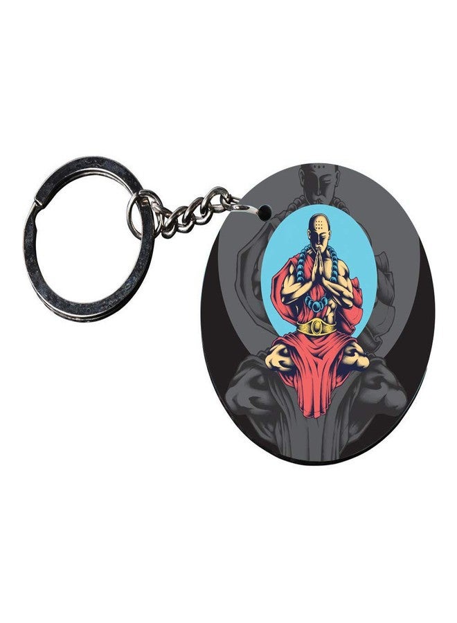 Tinywalk Set of 2 | Circle Shape Printed Wooden Keychains Prayer Man | Circle Shape keyrings | Circle Shape Keychains| Printed keyrings - Image 3