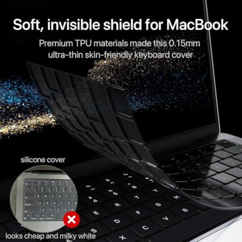 Premium Keyboard Cover Protector, Ultra Thin Keyboard Skin for MacBook Air 15 M2 M3 M4 and MacBook Air 13.6 M2 M3 M4, Compatible with MacBook Pro 14 16 2024 2023 M4 M3 M2 M1 Pro/Max Chip - Image 2