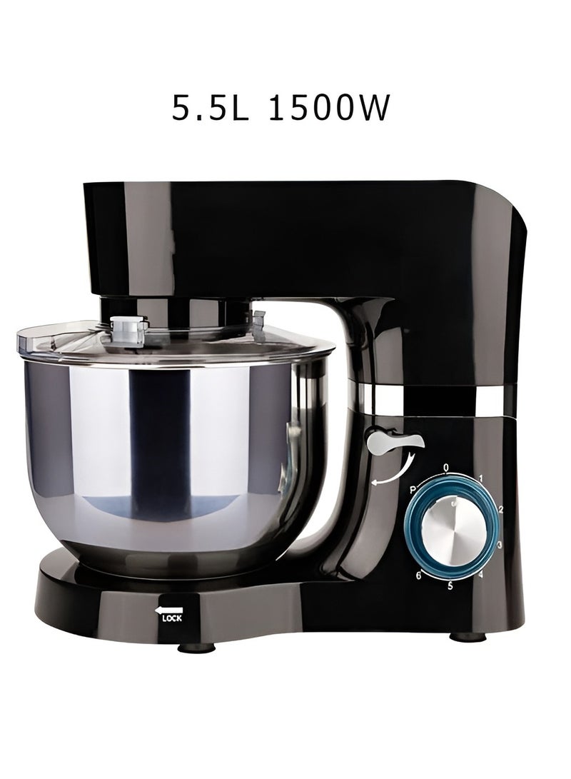 Stand Mixer with Bowl 6 Speeds 5.5L 1500W High Speed - Powerful Kitchen Mixer with Stainless Steel Bowl, Dough Hook, Beater, Whisk, Kneading, and Mixing, Easy to Clean, Home Kitchen Appliance  - Image 2