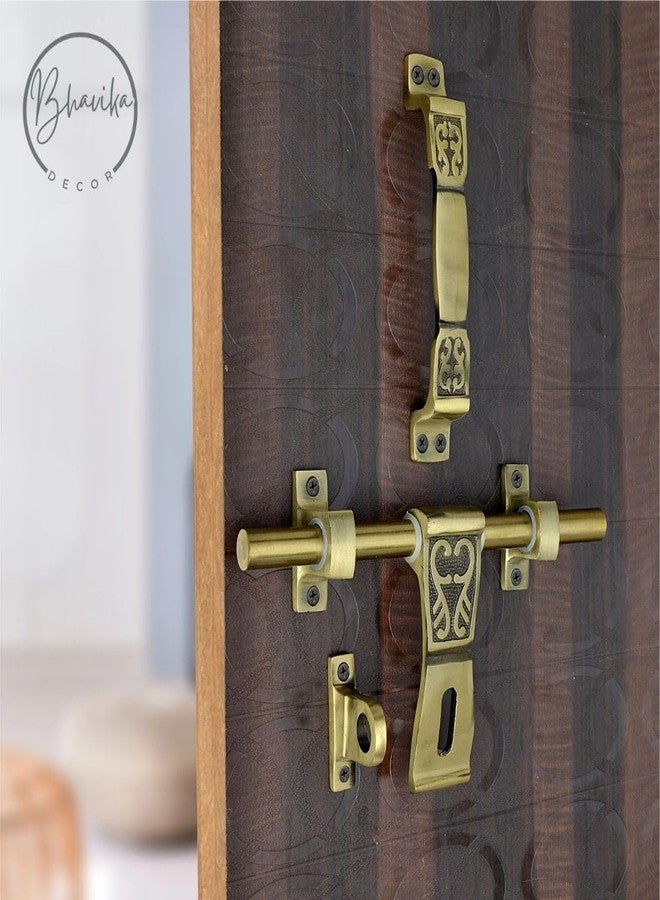 Bhavika Decor Heavy-Duty Door Lock Set - Main Door Lock Handle Set, Brass Lock Body Latch/kundi/chitakni/Chitkini (S.S - Brass Antique) - Image 3