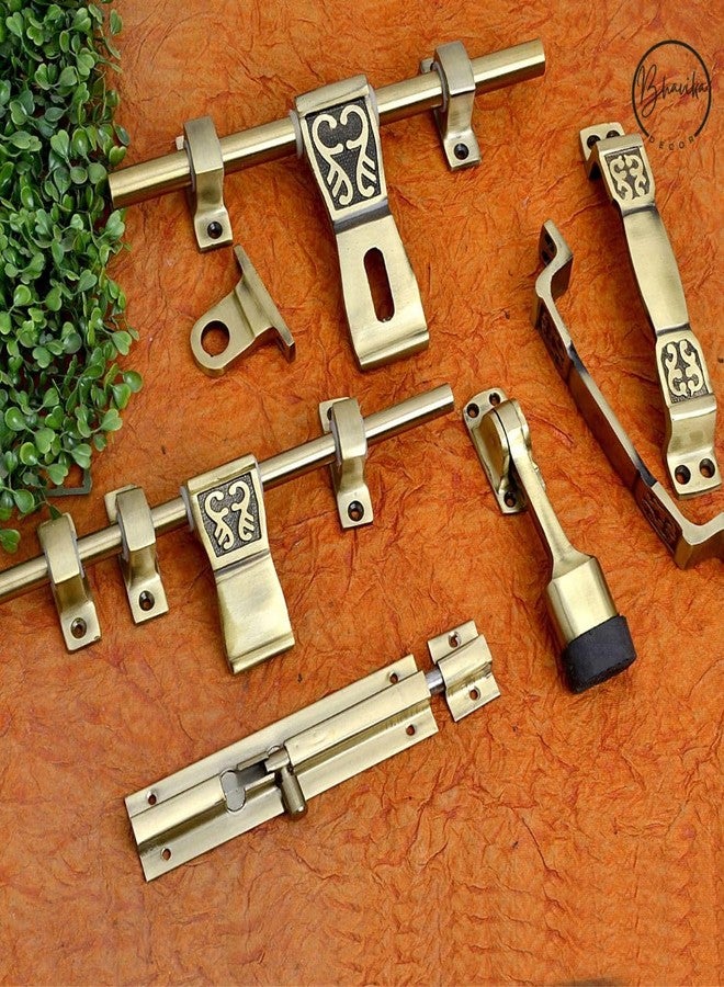 Bhavika Decor Heavy-Duty Door Lock Set - Main Door Lock Handle Set, Brass Lock Body Latch/kundi/chitakni/Chitkini (S.S - Brass Antique) - Image 2