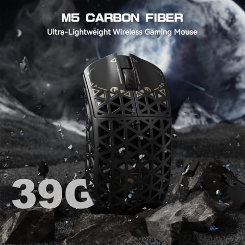 MAMBASNAKE M5 Ultra Carbon Fiber 8KHz Wireless Gaming Mouse,PAW3950MAX Sensor 42K DPI,39g Lightweight Tri-Mode 2.4GHz/BT/Wired Computer Mice,Web Driver Support,for Win/Mac/FPS/MOBA/Esports-Black (A) - Image 4
