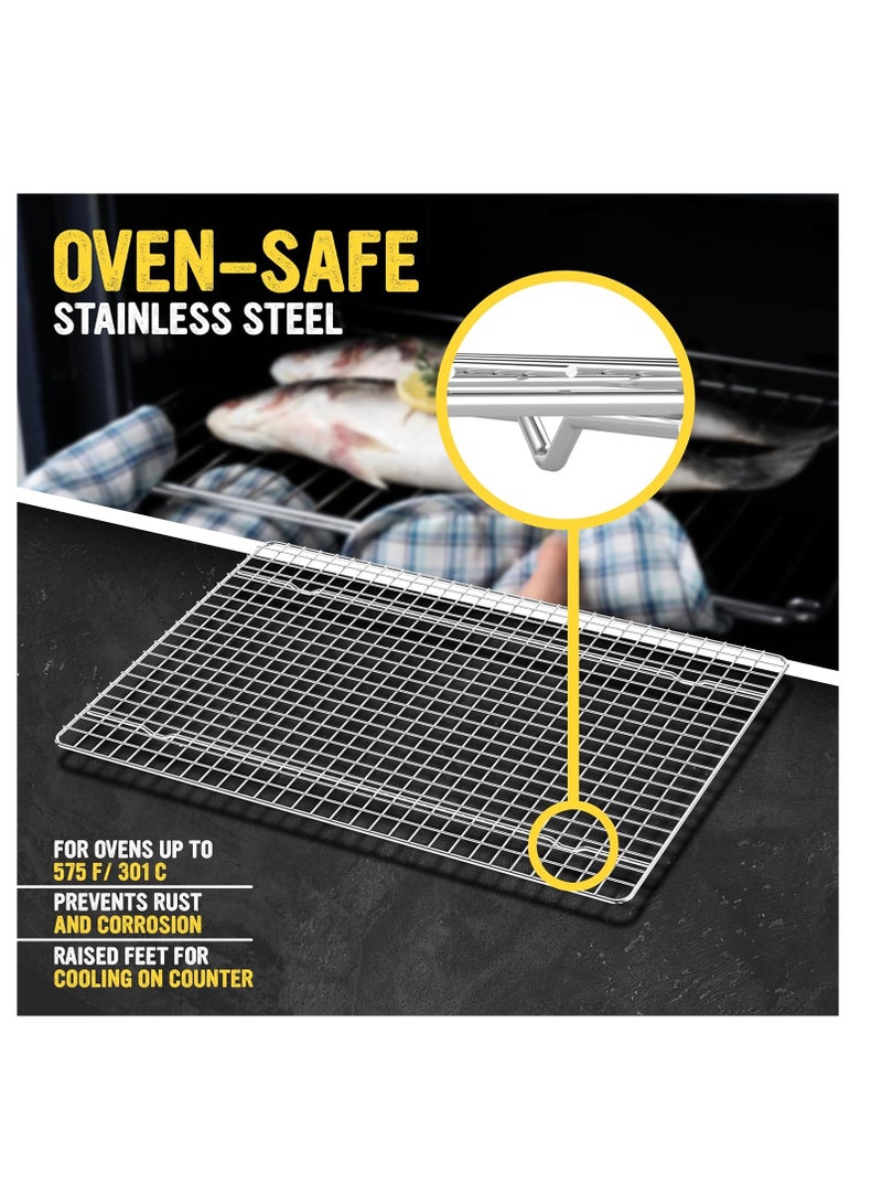 Utopia Kitchen Utopia Kitchen 2-Pack Cooling Racks for Baking, Stainless Steel Wire Cookie Rack Fits Jelly Roll Sheet Pan, Oven Safe for Cooking, Roasting, Grilling - 8 x 11.75 Inches - Image 3