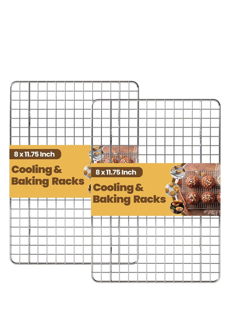 Utopia Kitchen Utopia Kitchen 2-Pack Cooling Racks for Baking, Stainless Steel Wire Cookie Rack Fits Jelly Roll Sheet Pan, Oven Safe for Cooking, Roasting, Grilling - 8 x 11.75 Inches - Image 1