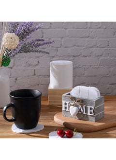 Patelai Coasters for Drinks, Wooden Heart Coasters Set of 6 Farmhouse Coasters with Holder Funny Coasters for Coffee Table Protection Housewarming Gifts for New Home Decoration, 4 Inch (Home, Grey)  - Image 5