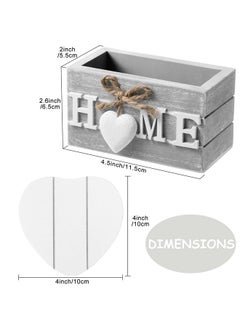 Patelai Coasters for Drinks, Wooden Heart Coasters Set of 6 Farmhouse Coasters with Holder Funny Coasters for Coffee Table Protection Housewarming Gifts for New Home Decoration, 4 Inch (Home, Grey)  - Image 2