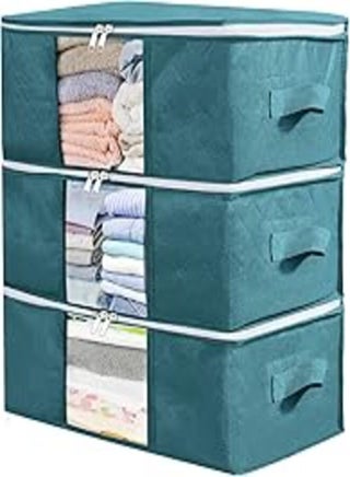 Foldable Clothes Storage Box, Set of 3 Underbed Storage Bags, Waterproof Thick Non-Woven for Comforters, Blankets, Pillows, Toys, Jackets, Clothes, 48 x 35 x 20 cm color vary - pzsku/Z1E6CCB8301A41F24F8F4Z/45/_/1724096798/89ad1744-b0a4-44e8-89a0-df2547851243