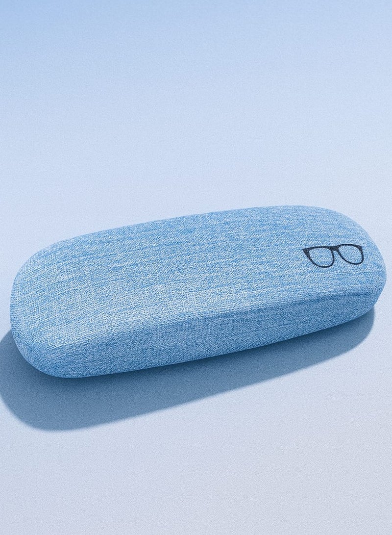 Premium Fabric Eyeglass Case – Light Blue, Hard Shell Protective Box with Soft Lining for Men u0026 Women - Image 3